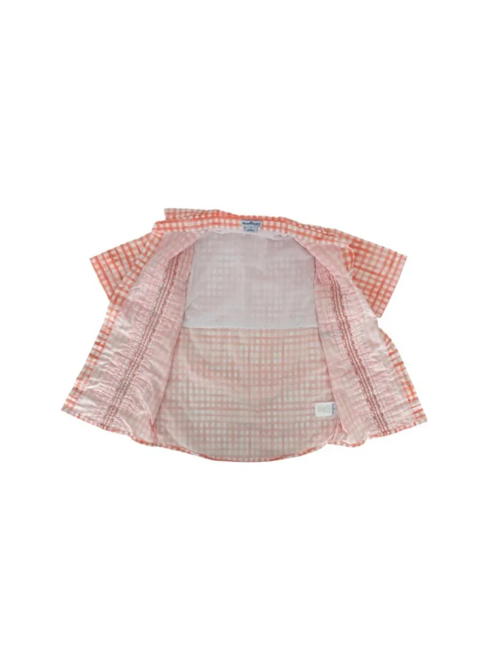 NWT Blue Quail Guayabera Orange White Check Short Sleeve Button Down Shirt (7)